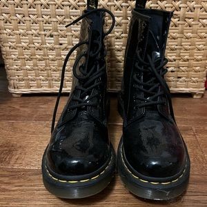 EXCUSE THE DUST! Patent leather doc marten’s boots.